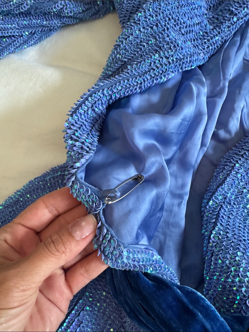 Retrofete Blue Sequin Mini Wrap Dress - Picture 4 of 6